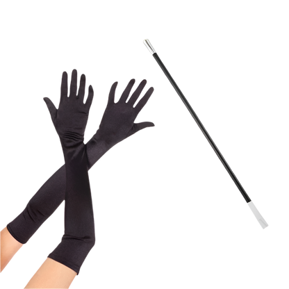 Complete Audrey Hepburn inspired accessory set with pearl necklace, earrings, gloves and cigarette holder for resort theme nights

