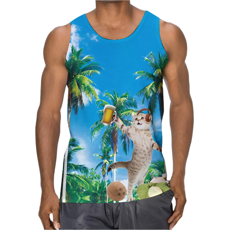 3D Palm Leaves Tank Top