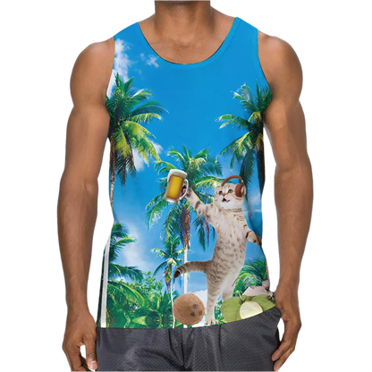 3D Palm Leaves Tank Top