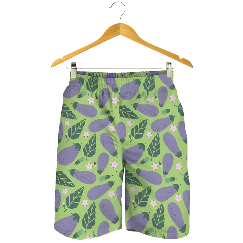 Cheeky Eggplant 3D Print Beach Shorts featuring playful design, perfect for adult resort theme nights