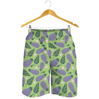 Cheeky Eggplant 3D Print Beach Shorts featuring playful design, perfect for adult resort theme nights