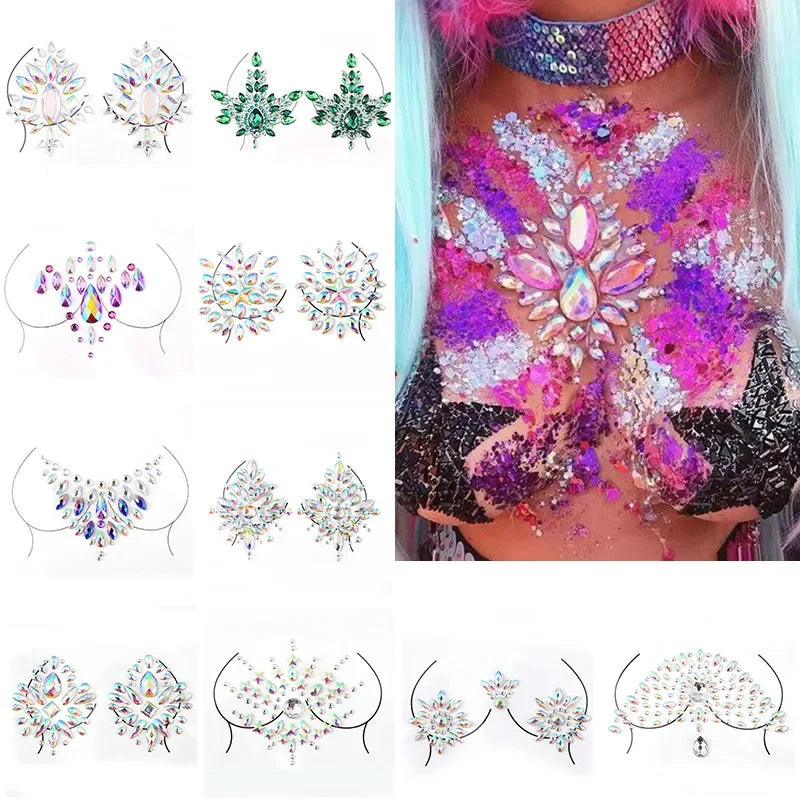 Rhinestone Face & Body Jewels – Crystal Stickers & 3D Tattoos