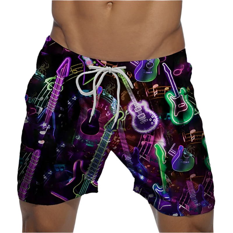 Neon Color Graffiti Beach Swim Shorts