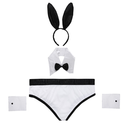 Men's Bunny Tuxedo Lingerie Costume | Sheer Boxer Brief Set