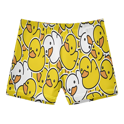 Duck Print Beach Shorts featuring playful design, perfect for luxury adult resort pool parties