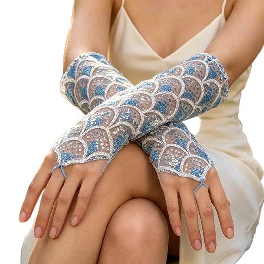 Women’s Mermaid Sequin Gloves | Fingerless Scale Arm Accessories