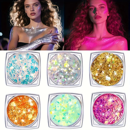 Glow in the Dark Body Glitter Gel Set | UV Neon Face & Body Glitter