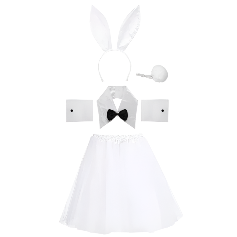 Complete Bunny Theme Costume Set featuring tutu dress and headband for adult resort events