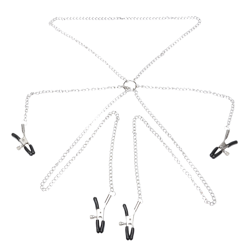 BDSM Bondage Choker Collar | Nipple Clamp Breast Clip Chain Set