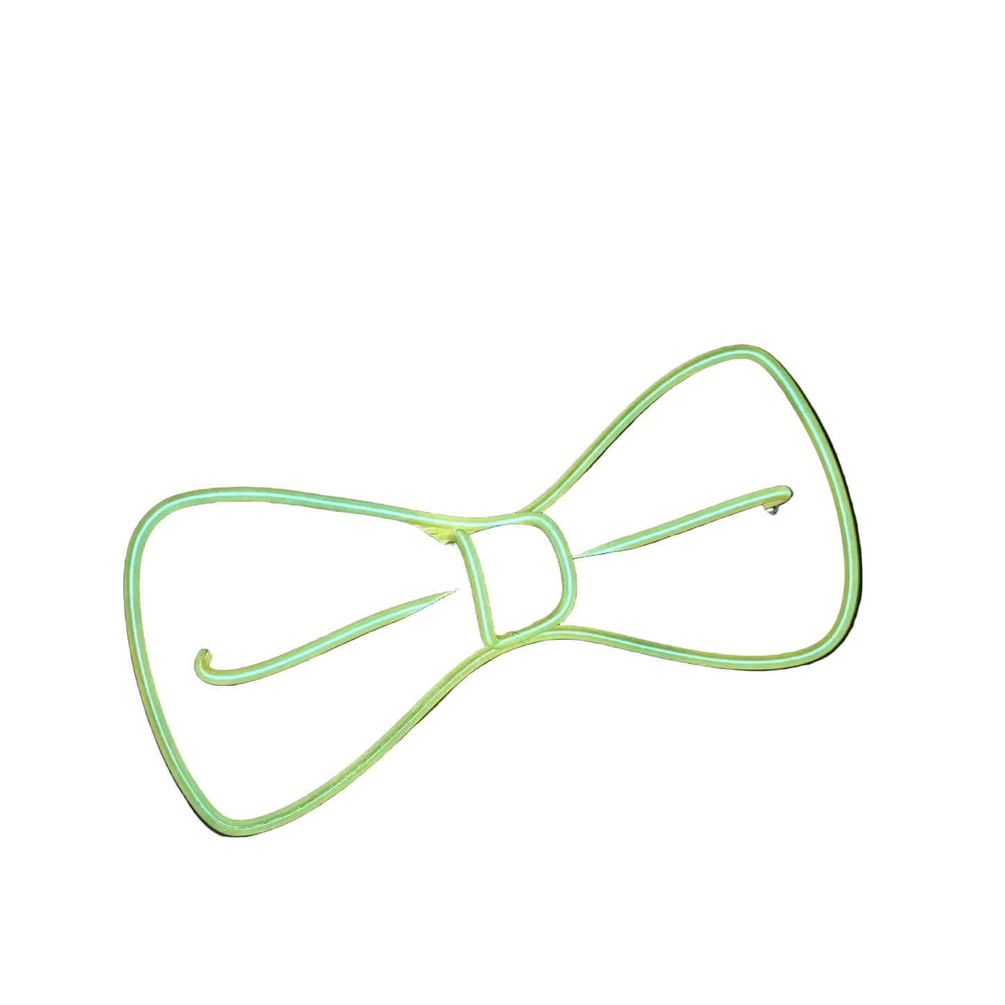 Neon green bow tie on a black background