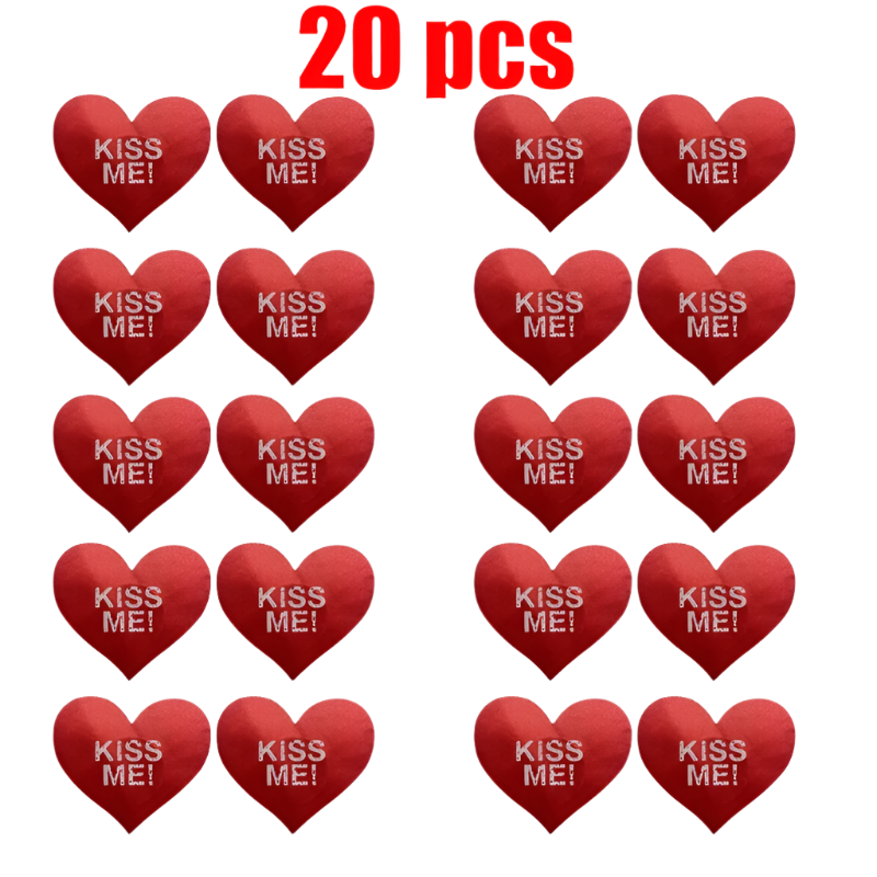 20pcs Red Women Heart Kiss Me Shape Self-Adhesive Nipple Cover Breast Pasties