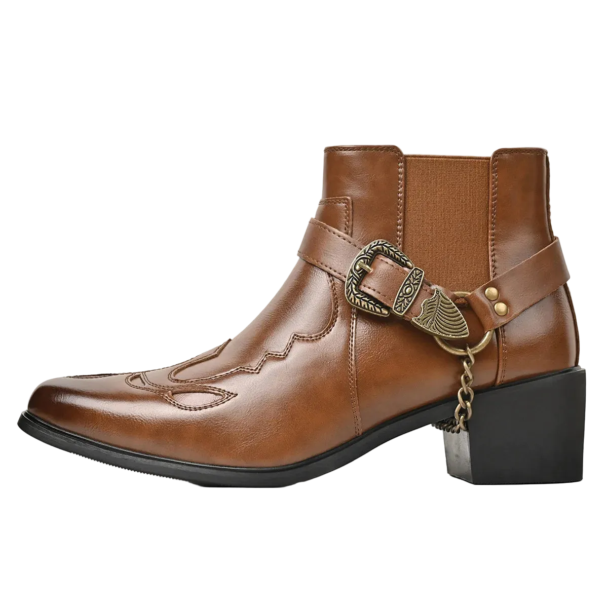 Men’s Western Ankle Boots | Buckle Strap Cowboy Boots