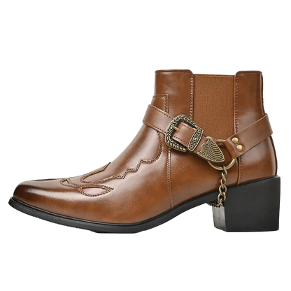 Men’s Western Ankle Boots | Buckle Strap Cowboy Boots