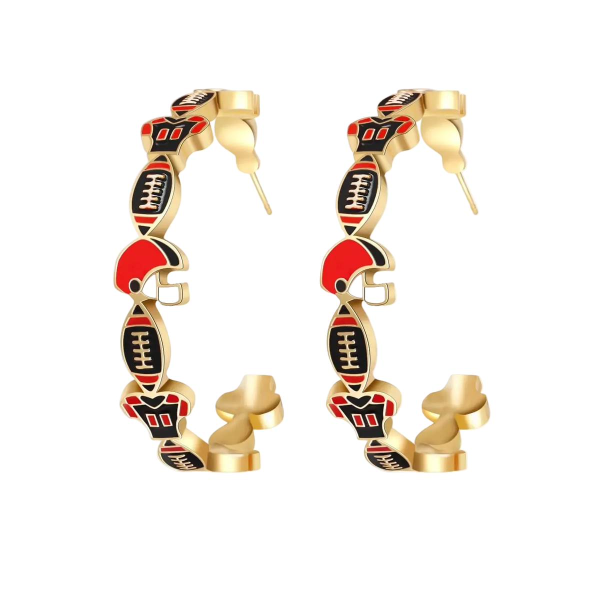 Women’s Football Hoop Earrings | Game Day Sports Jewelry