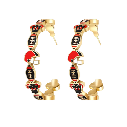 Women’s Football Hoop Earrings | Game Day Sports Jewelry
