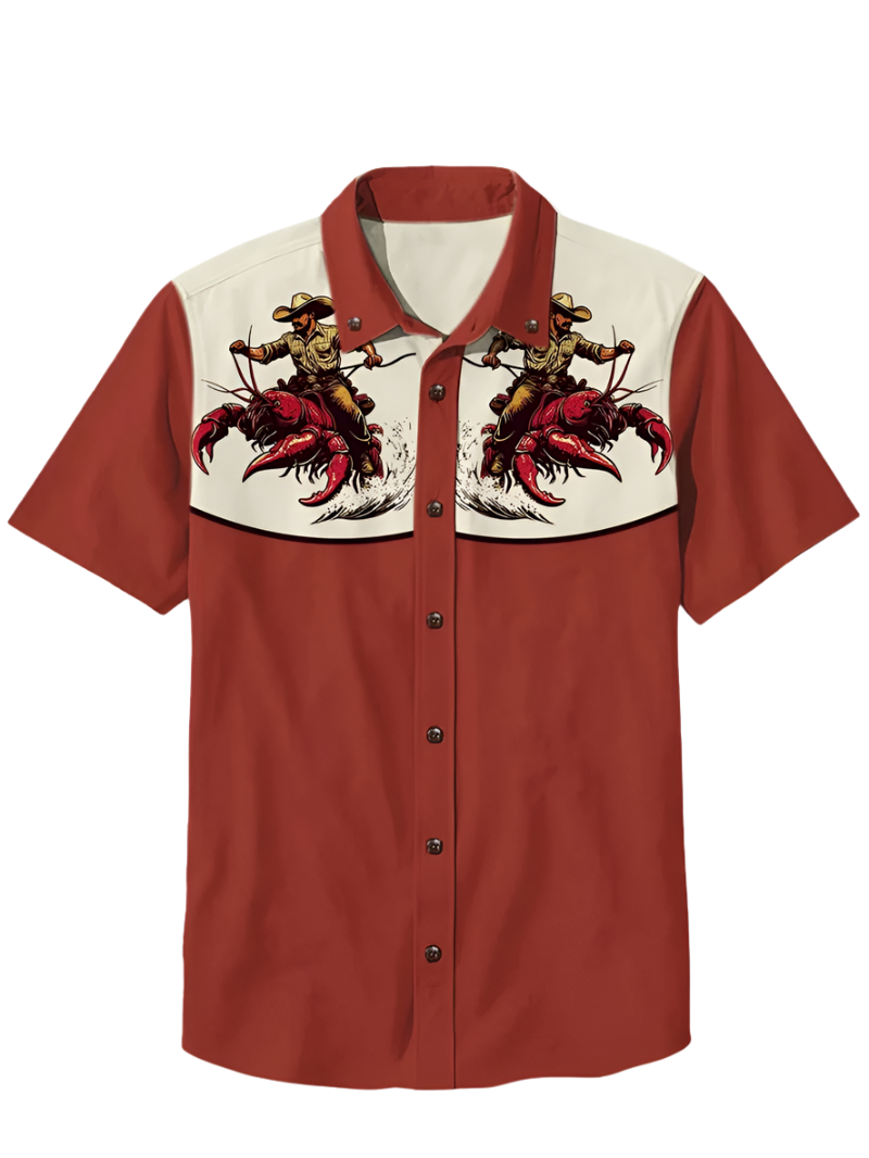 Retro men's denim Hawaiian shirt with 3D ethnic academy casual short sleeved lapel button Y2K streetwear design for resort entertainment