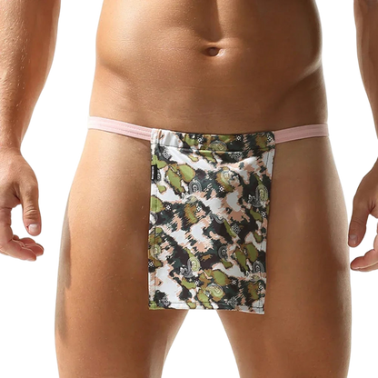 Patterned men's underwear with a white background