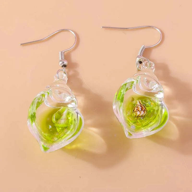 2026 New Arrival Colorful Resin Shell Conch Drop Earrings for Women Fashion Creative Glowing In The Dark Earrings Jewelry Gifts