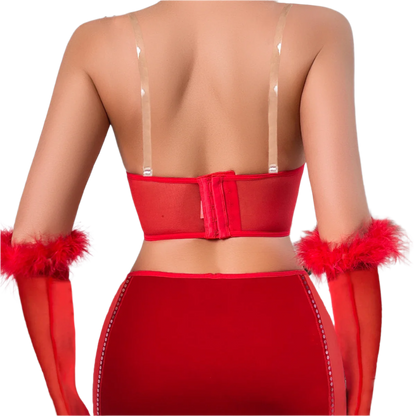 Luxury Lingerie Sexy Red Strapless Love Vest Wrap Hip Dress