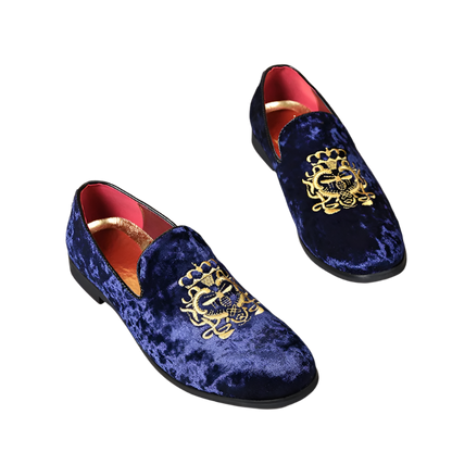 Designer suede leather Oxford shoes with embroidery detail in extended sizes for resort formal wear

