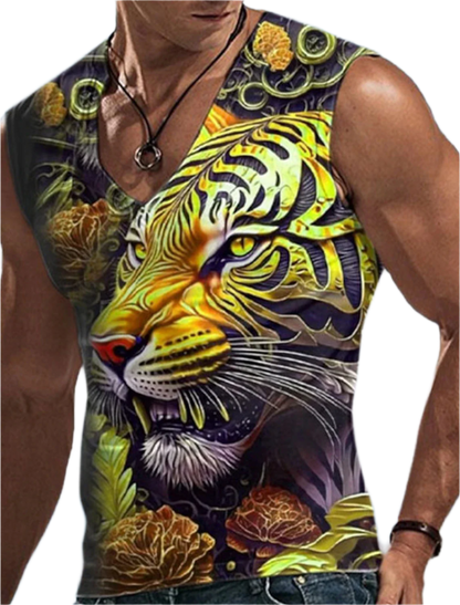 Men's Sleeveless T-Shirt 3D Animal Print