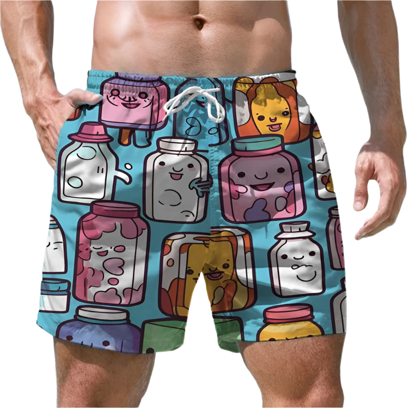 Men's Shorts Quick Dry Swim Shorts Beer Print