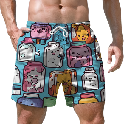 Men's Shorts Quick Dry Swim Shorts Beer Print