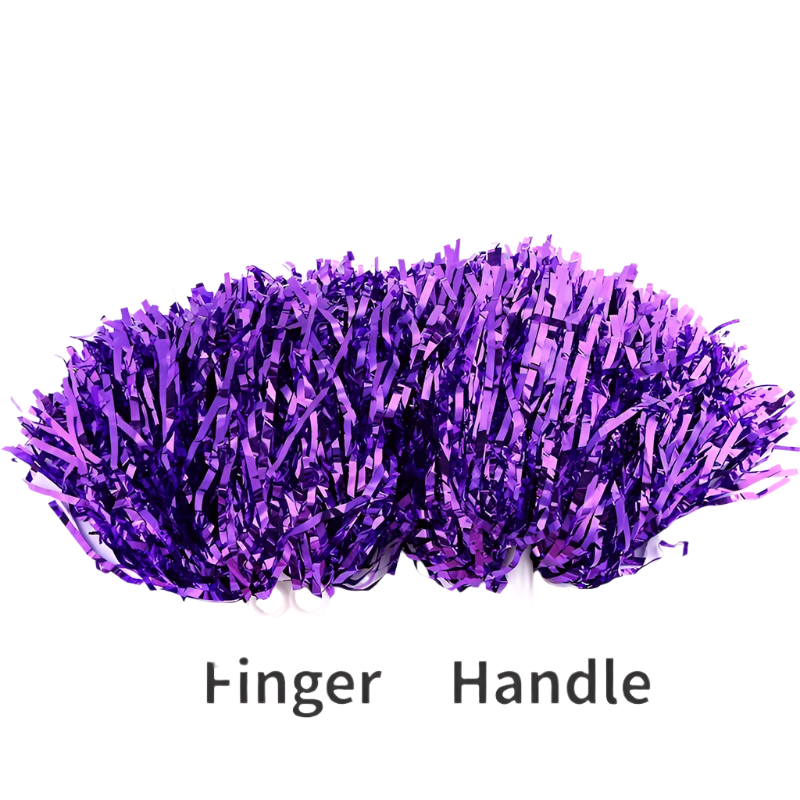 Purple finger handle with tinsel on a white background