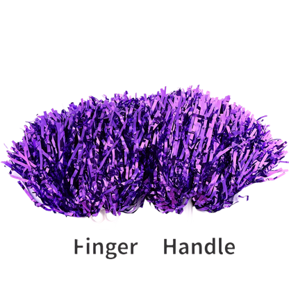 Purple finger handle with tinsel on a white background