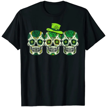 Sugar Skulls Leprechaun Hat St Patricks Day T-Shirt