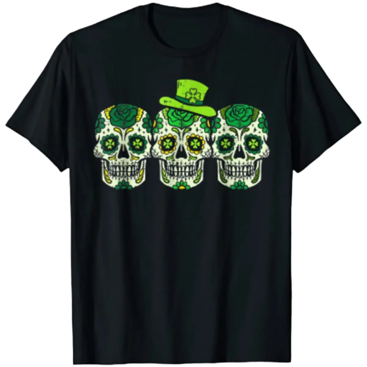 Sugar Skulls Leprechaun Hat St Patricks Day T-Shirt