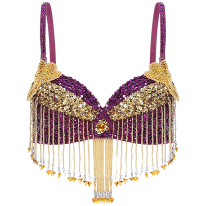 Rave Belly Dance Costume Beaded Glitter Crop Top