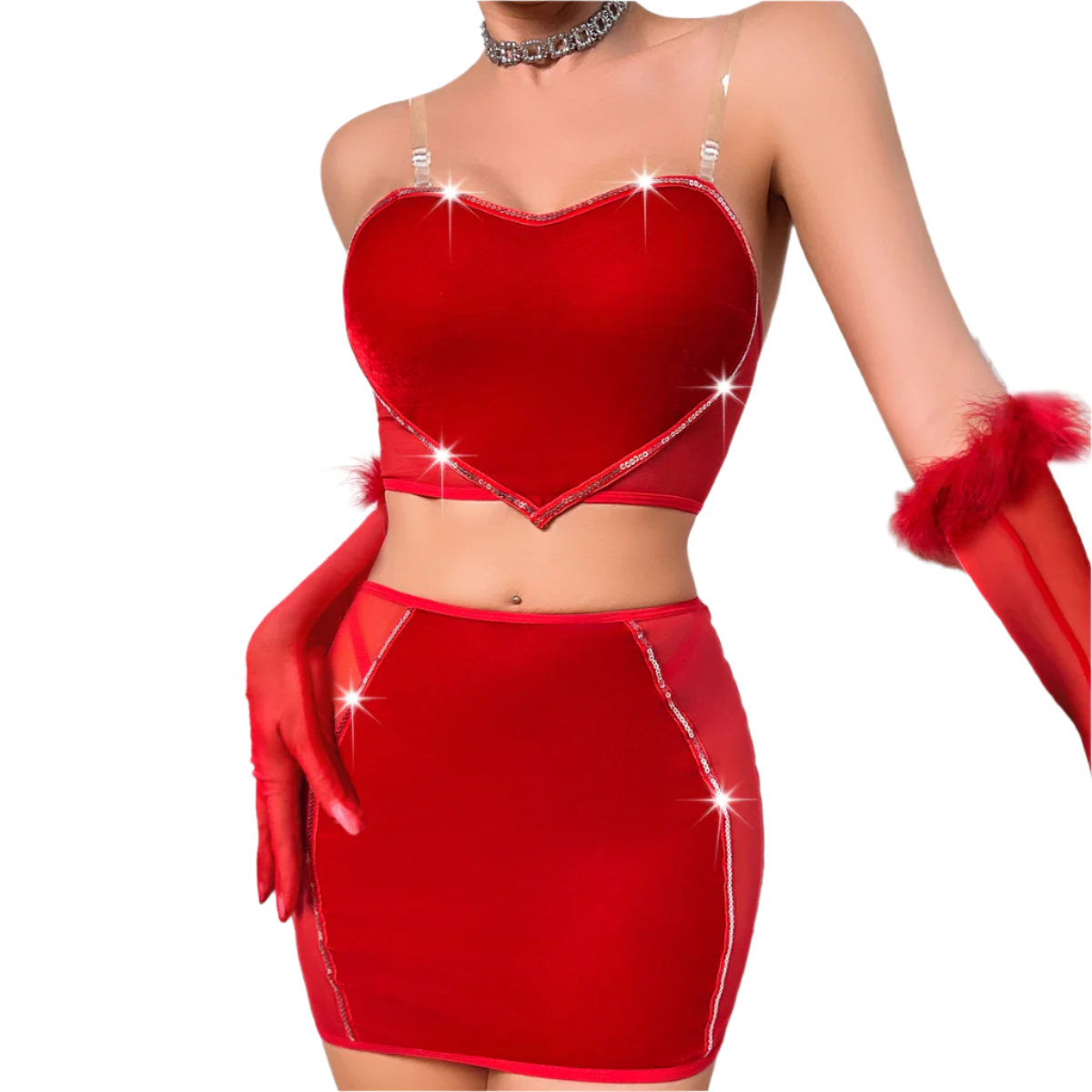 Luxury Lingerie Sexy Red Strapless Love Vest Wrap Hip Dress