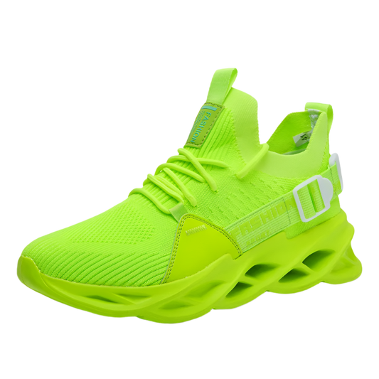 Men's Fluorescent Green Mesh Sneakers - Lightweight Resort Sport Shoes