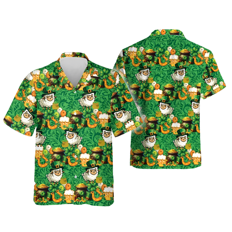 Shamrock Element St. Patrick's Day Pattern Men's Shirts