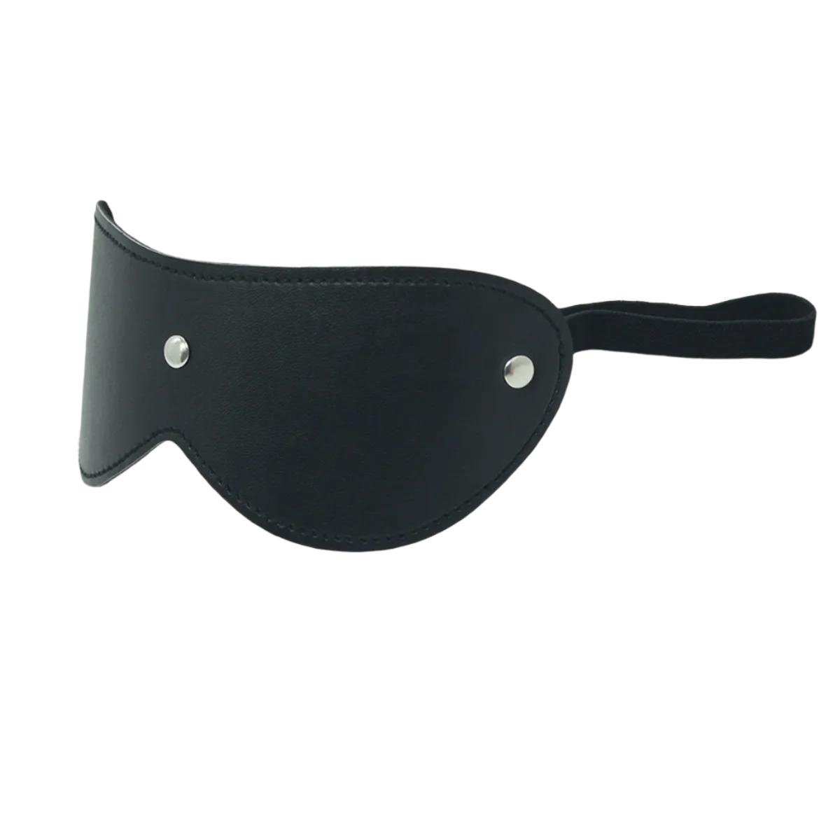 A black leather eye mask and studded details. The design is sleek and mysterious, perfect for a costume or themed event.