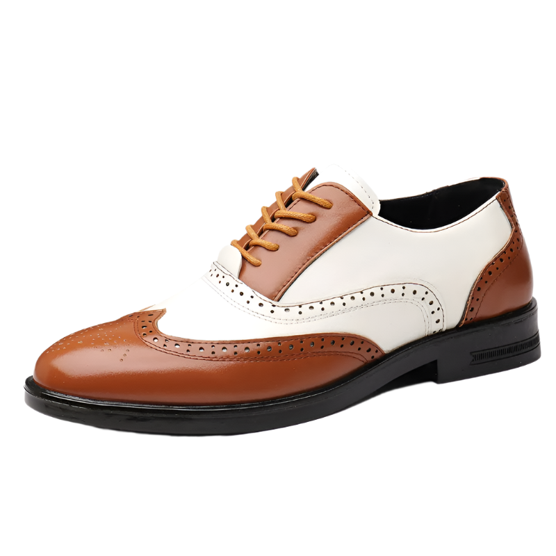 Men's luxury brogue Oxford shoes with pointed toe design for resort formal events

