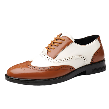 Men's luxury brogue Oxford shoes with pointed toe design for resort formal events

