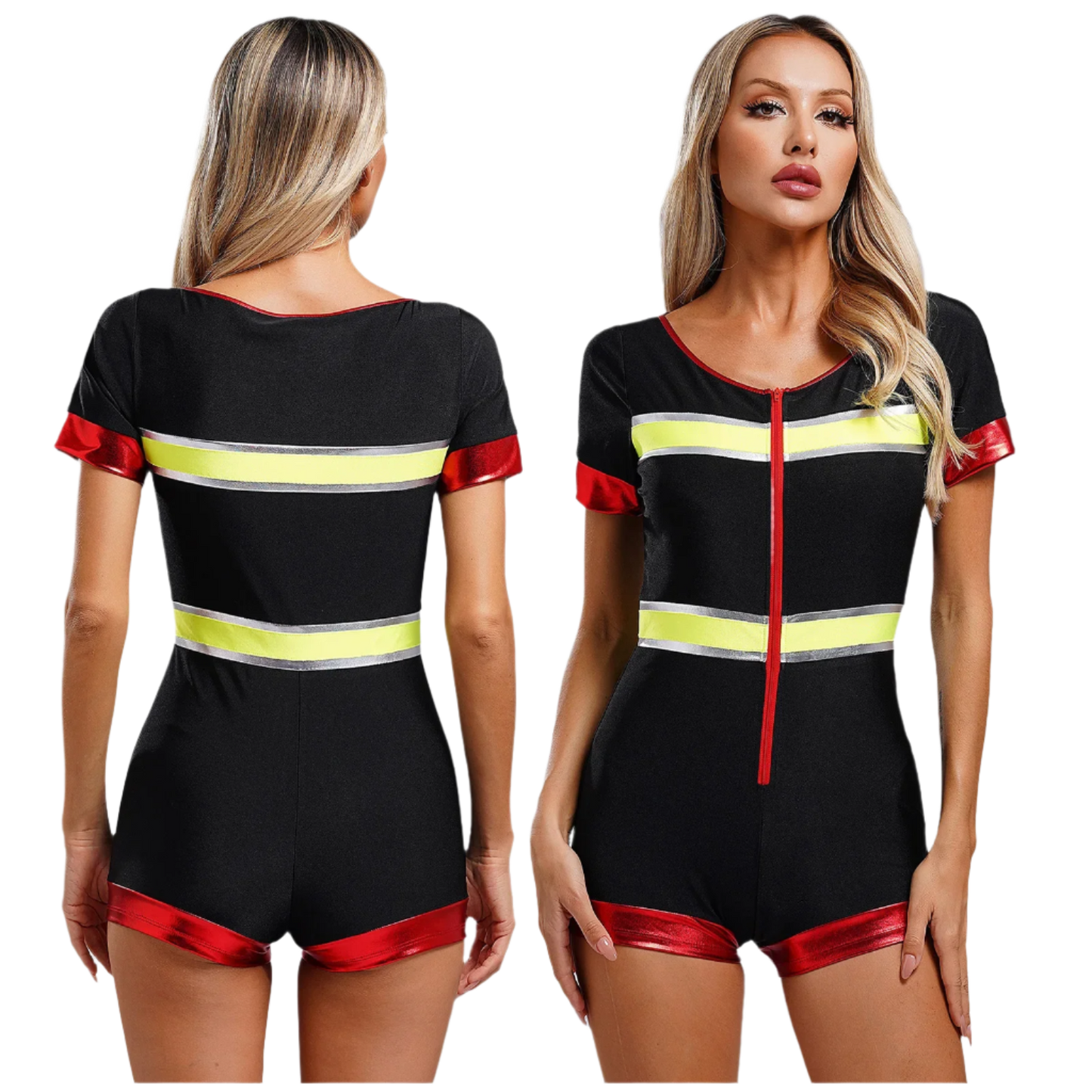 Women's Firefighter Jumpsuit | Stylish Front Zipper One Piece for Theme Nights