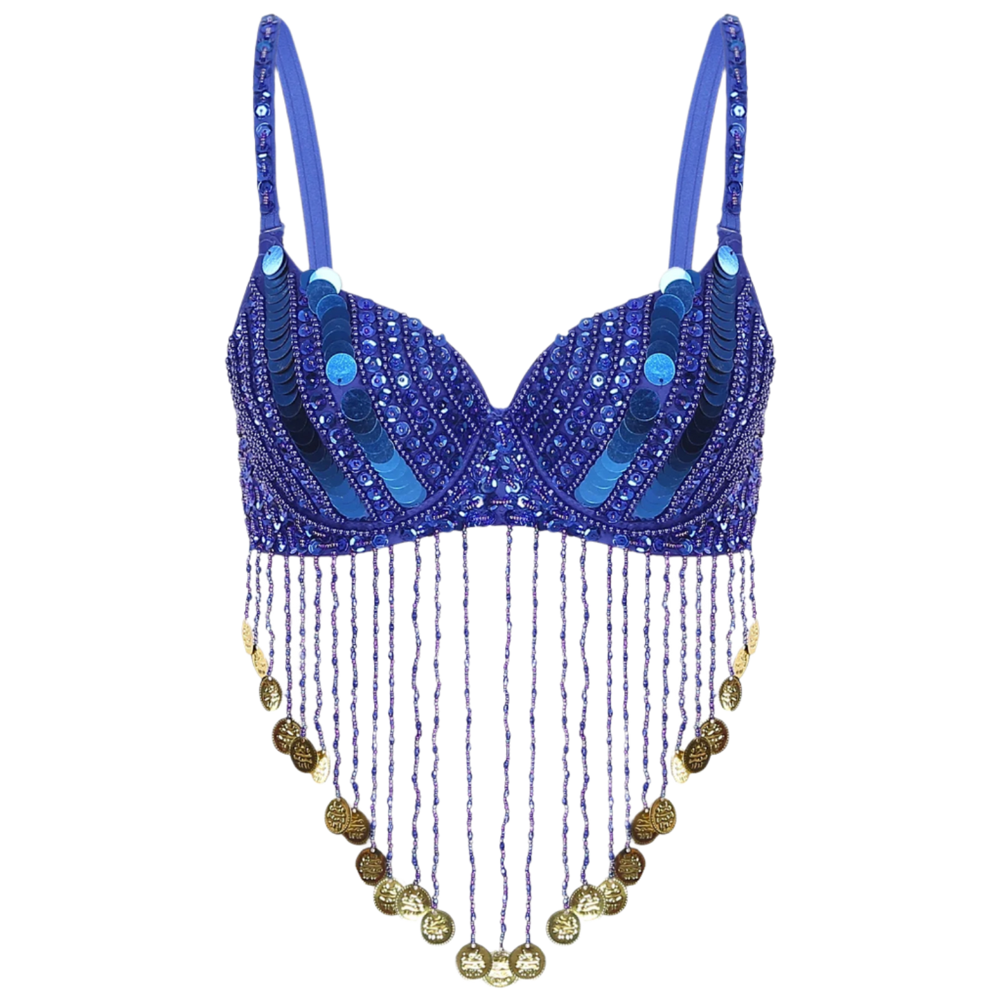 Shiny Sequins Tassels Underwired Bra