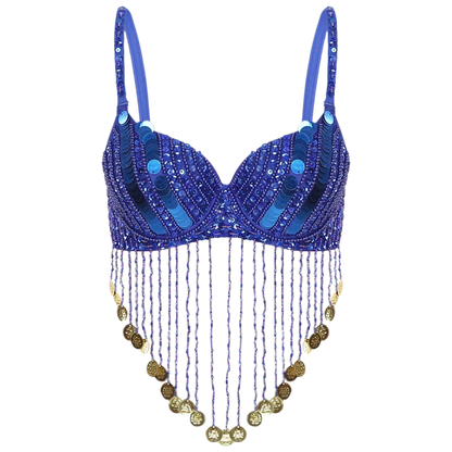 Shiny Sequins Tassels Underwired Bra