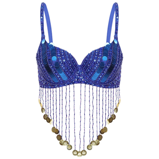 Shiny Sequins Tassels Underwired Bra