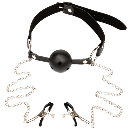 BDSM Bondage Choker Collar | Nipple Clamp Breast Clip Chain Set