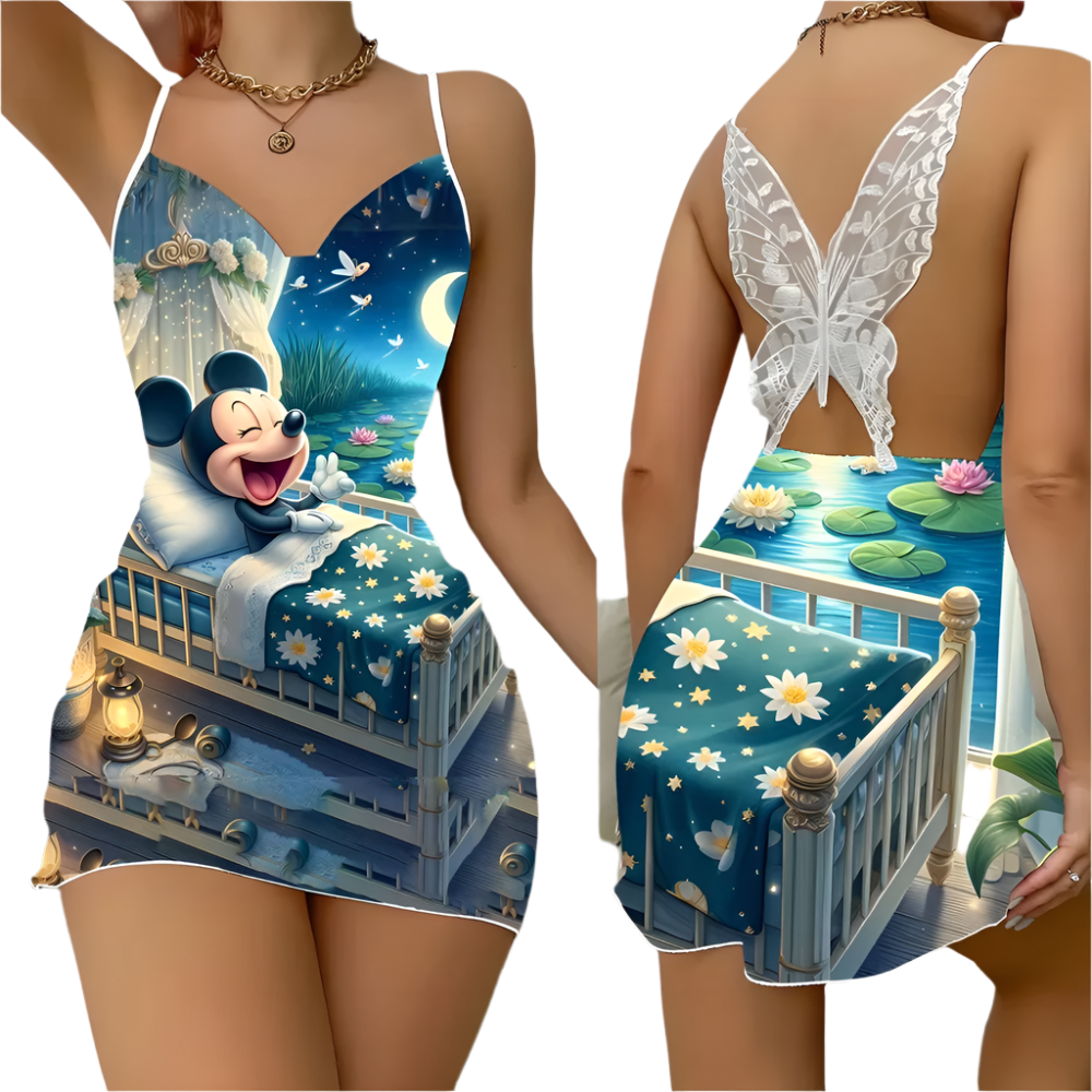 Funny Mickey Mouse Silk Dress | Playful Women's Fashion