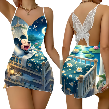 Funny Mickey Mouse Silk Dress | Playful Women's Fashion