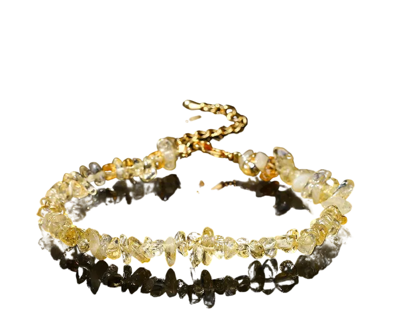 Bracelet with natural citrines on a black background