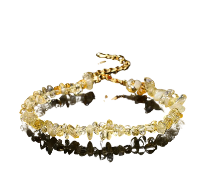 Bracelet with natural citrines on a black background