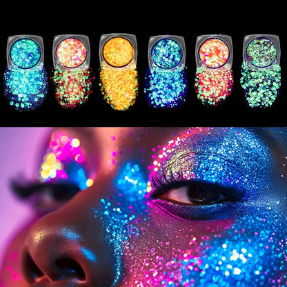 Glow in the Dark Body Glitter Gel Set | UV Neon Face & Body Glitter