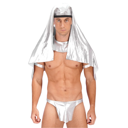 Men's Sexy Prince Cosplay Outfit | Metallic Headpiece & G-string Thong