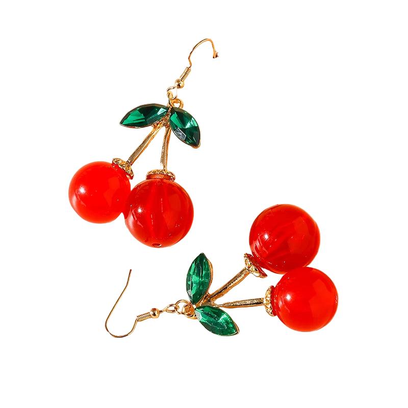 Crystal Cherry Dangle Earrings – Cute Big Statement Jewelry for Women, Fashion Bijoux Valentine’s Gift